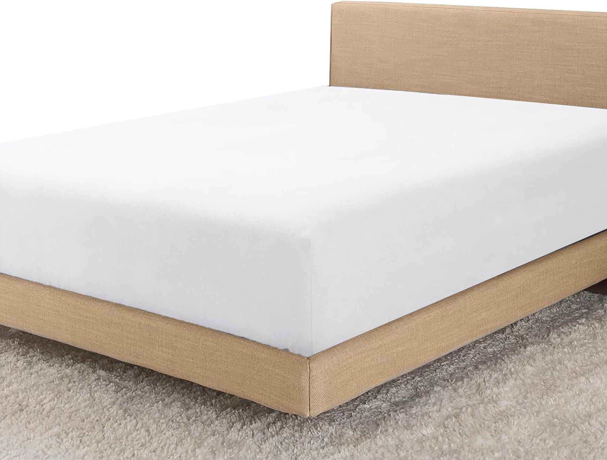 Linens World Egyptian Cotton Fitted Sheets Super King Size Breathable, Anti Wrinkle 30cm Deep Pocket 200 Thread Count Bed Sheets White Bedding & Linen 183 X 200 CM Super King Fitted Sheet