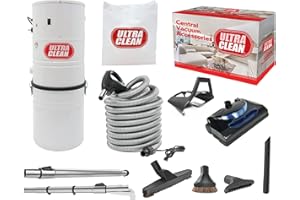 ULTRA CLEAN LOGO Ultra Clean SC100 Heavy Duty Powerful Central Vacuum System – Made in Canada – with Deluxe Electric Hose, Powerhead and Accessory Package (35 ft, Pigtail, Black)
