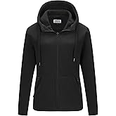 Outdoor Ventures Women's Full Zip Hooded Fleece Jacket Coat with 6 Pockets, Warm Soft Polar Fleece Casual Hoodie Sweatshirt