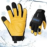 toolant Upgraded Waterproof Winter Work Glove with 3M Lining,Heavy Duty High Dexterity Leather Gloves,Touchscreen with Impact Protection