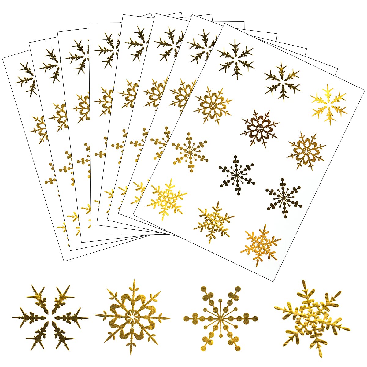 288PCS Christmas Snowflakes Stickers 1.5 Inch Round Circle Cute Snowflakes Label Stickers for Gift Card Envelope Cookie Candy Bag Decorations