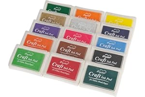 WINCANG Ink Pad Stamps for Kids DIY Multicolor 15 Colors Washable Arts & Craft Rainbow Finger Inkpad for Scrapbooking, Rubber Stamps, Paper, Wood Fabric(15 Colors)