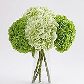 4 Pcs Hydrangea Artificial Flowers, Latex Real Touch Hydrangeas Lifelike Fake Hydrangea Flowers for Home Party Arrangements Wedding Bouquets Table Centerpieces Decor (2Dark Green&2Light Green)
