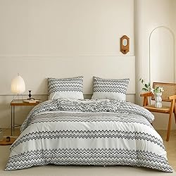 CLOTHKNOW Black Striped Comforter Set Queen 3Pcs
