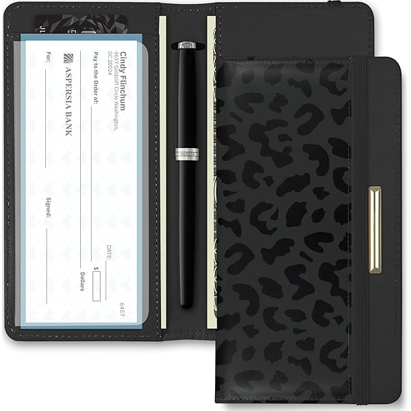 Checkbook Cover For Men And Women Personal Checkbook,Premium Leather Standard Register Checkbook Case - With RFID Blocking,Check Book Cover Wallet For Girl Duplicate Check,Watercolor Forest Deer