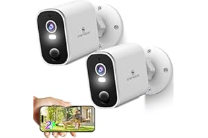 SYMYNELEC Security Cameras Wireless Outdoor 2K: Battery Powered WiFi Camera with AI Motion Detection for Home - Color Night Vision Spotlight Siren Alarm 2-Way Talk IP65 Waterproof Cloud TF Storage 2-Pack