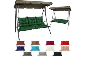 3 Seat Cushion for Outdoor Swing - 60x40 inches, 4" Thick Porch Swing Cushions with Ties and Storage Bag, Soft Bench Replacem