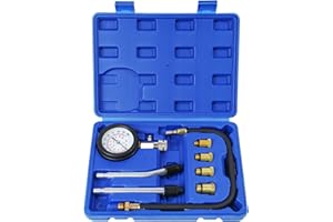 YONLIGONJU 8PCS Compression Tester Kit Professional Petrol Gas Engine Cylinder Pressure Gauge 0-300 PSI Automotive Tool for Motorcycle Car Truck (Blue)