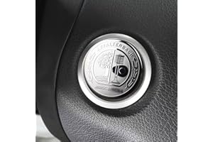 MAXDOOL Interior Auto Start Engine Ignition Button Key Knobs Decals Stickers Emblem Accessories Silver Compatible with A B E Class (35mm Start Engine Button Cover)