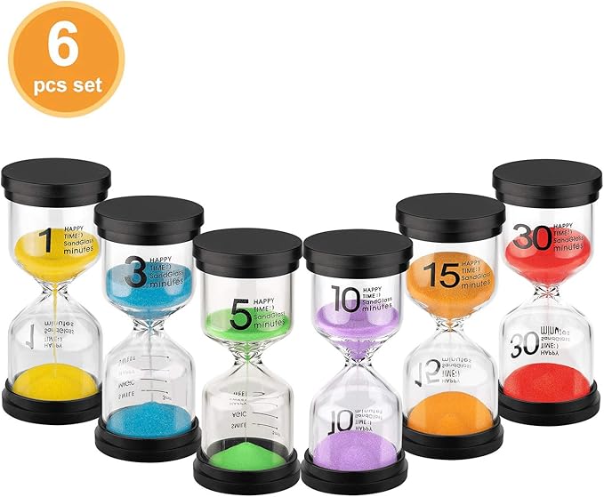 KSMA Sand Timer 6 Colors Hourglass Timer, Colorful
