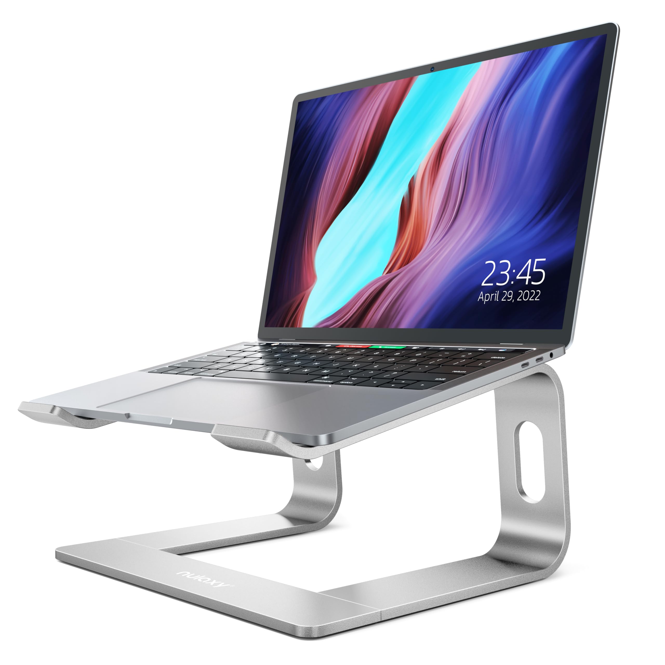 Nulaxy Laptop Stand for Desk, Aluminum Laptop Riser, Ventilated Computer Stand Compatible with MacBook Pro/Air, Dell XPS, HP, Lenovo More 10-16” Laptops (Silver)