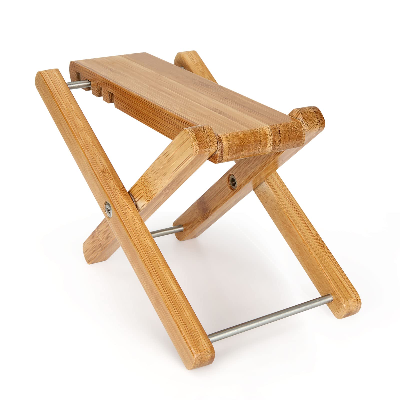 Photo 1 of QTLCOHD 4 Gear Bamboo Guitar Foot Stool, 9.25 Inch Adjustable Non-Slip Foot Rest for Classical Acoustic Guitar Player