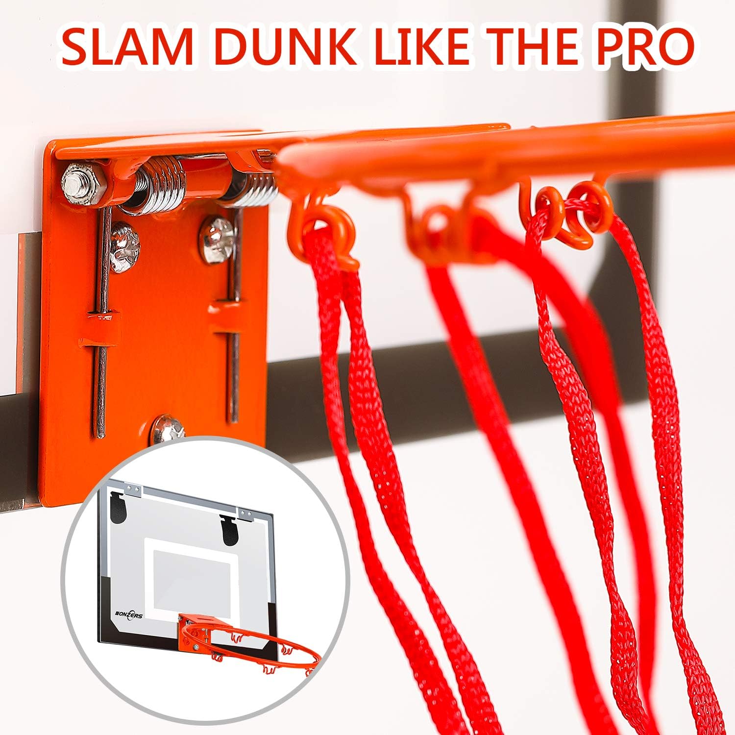 NONZERS Mini Basketball Hoop for Door & Wall, Indoor Mini Basketball Hoop Set for Home and Office Games, Includes 2 Mini Basketballs and Hand Pump, Mobile Mini-Hoop Gift for Kids Boys Girls: Toys & Games