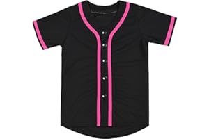 Repawu Kids Baseball Jersey Button Down Hip Hop Personalized Sport T Shirts Tops Baseball Shirt for Boys Girls Toddler 2T-12Y