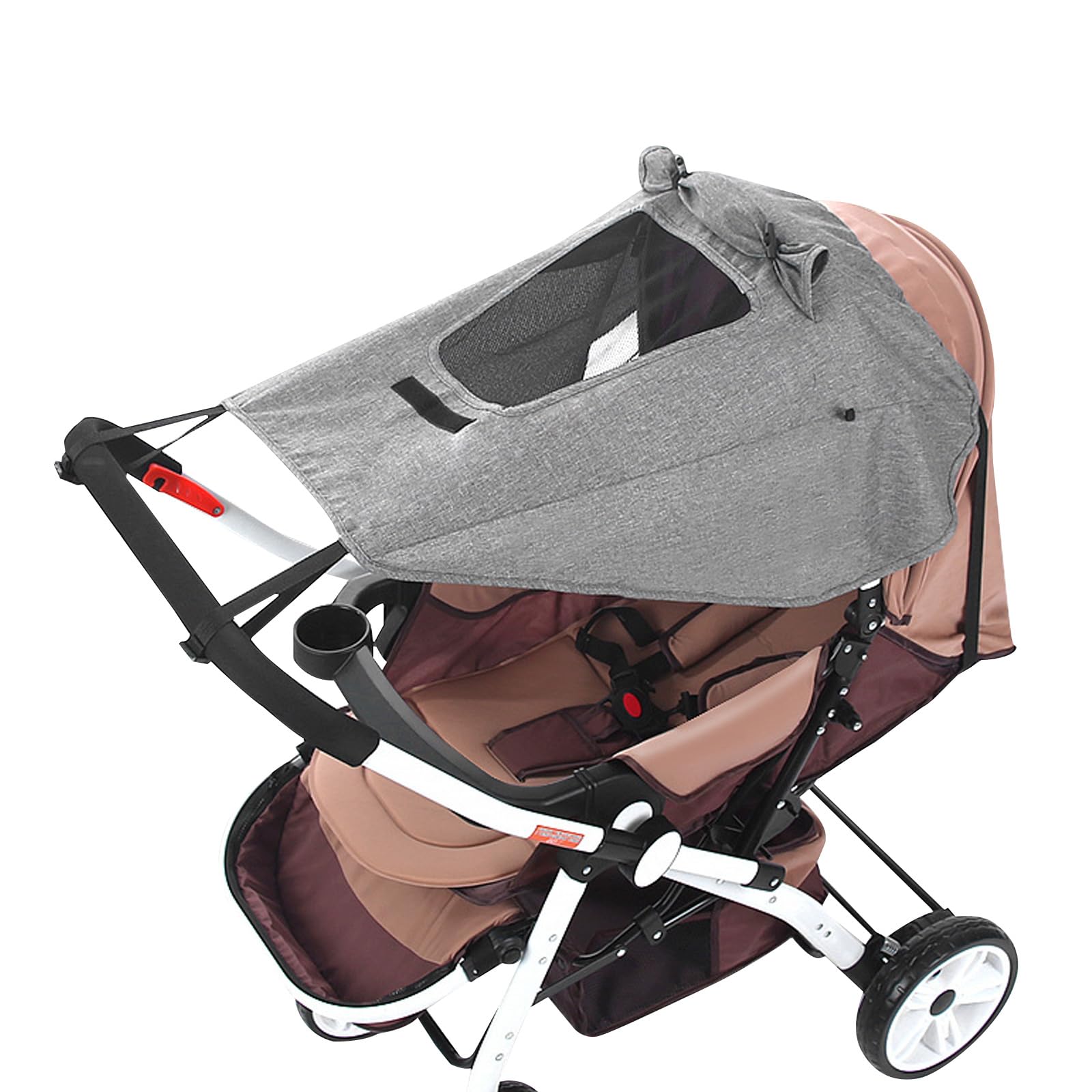 Pram Sun Shade, Universal Buggy Sun Shade Cover, Sunshade Canopy for Pushchair Portable Installation, Baby Stroller Shade Uv Protection with Skylight Design (Grey)