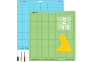 Cutting Mats for Cricut, Lya Vinyl 2 Pack Variety Cutting Mats 12x12 for Cricut Accessories/Maker/Explore Air (LightGrip, StandardGrip), Cutting Mats Replacement Accessories for Cricut