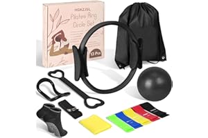 HGKZJSL Home Pilates Essentials Kit for Women,Pilates Equipment Set with 9 Inch Yoga Ball,Figure 8 Resistance Band,Pilates Bands & Accessories,Pilates Ring and Ball Set for Beginners Home Workouts