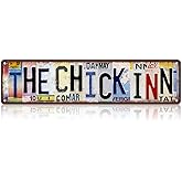 TREEPERI Vintage The Chick Inn Street Sign Chicken Coop Wall Decor Metal Tin Signs