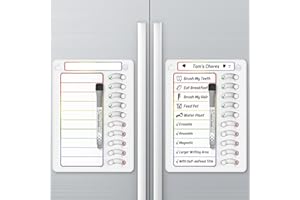 KAQUBE Chore Chart for Kids Dry Erase Chore Board ADHD Tools for Kids to Do List Checklist Task Board Routine Chart Planning Board for Fridge with 10 Sliders and Magnetic Marker, White and Rainbow, 2 Pack