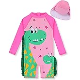 PURFEEL Girls Long Sleeve Rashguard Sets Kids One Piece Swimsuit Bathing Suit UPF 50+ UV Zipper Swimwear