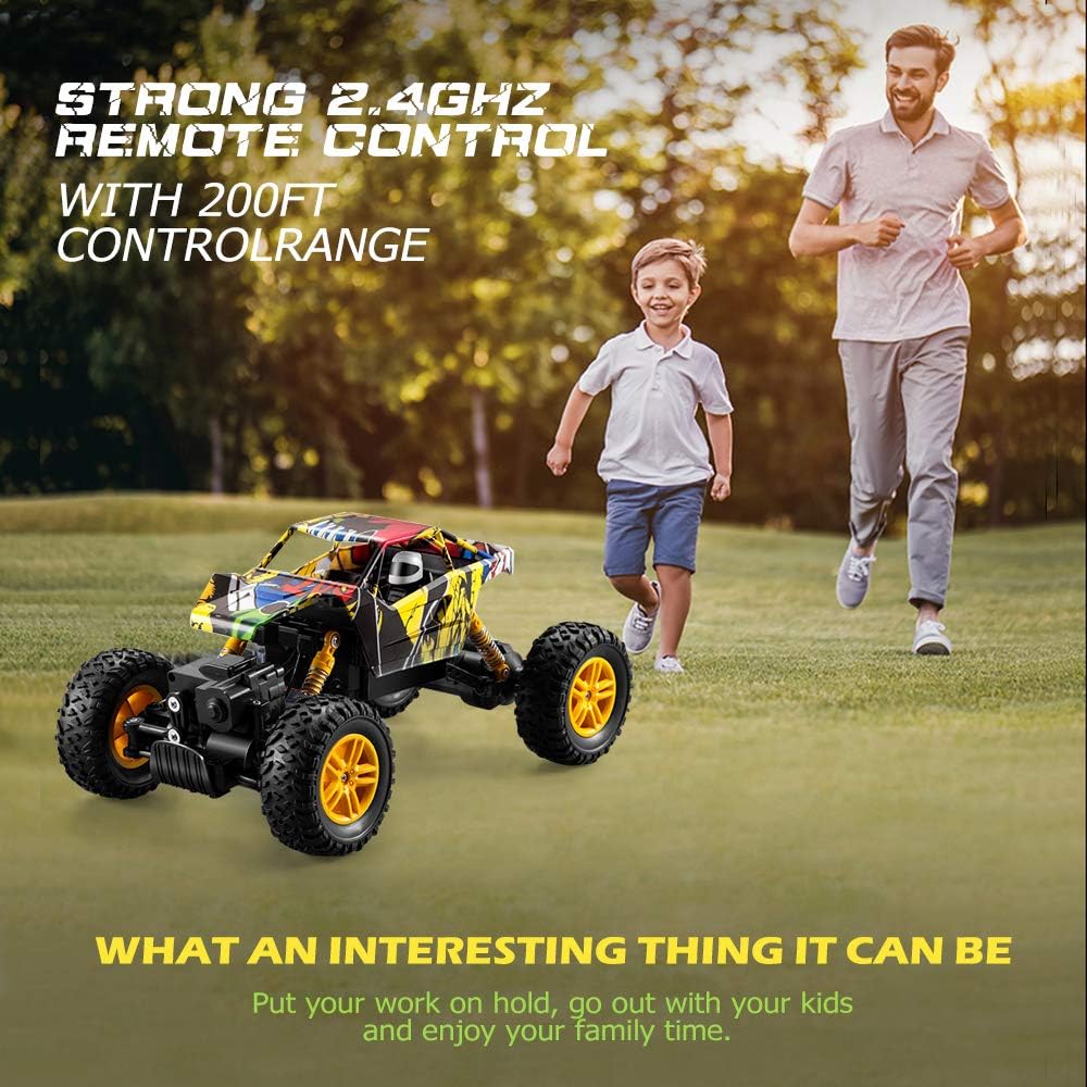 DOUBLE E RC Cars 1:18 Dual Motors Rechargeable Remote Control Truck 4WD Off Road RC Truck Rock Crawler: Toys & Games