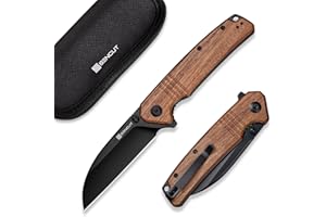 SENCUT Awassi Folding Pocket Knife, EDC Knife with 3.46'' 9Cr18MoV Blade & Guibourtia Wood Handle, Gift for Men Women Camping Hiking S24065-3