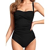 Women's One Piece Swimsuits Tummy Control Bathing Suits for Women Criss Cross Ruched Push Up Vintage Retro Swimwear