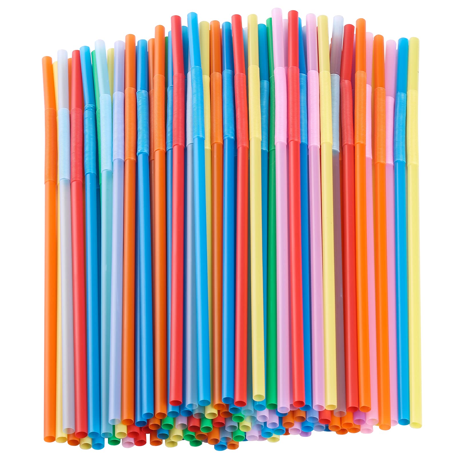 Photo 1 of 12.8inch Disposabl Drinking Straws, Colorful Extra Long Flexible Bendy Party Straws, 100 Pieces