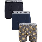 Lucky Brand Men's Boxer Briefs - 3 Pack Soft Stretch Casual Men's Underwear with Functional Fly Pouch Boxers (S-2XL)