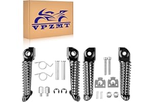 VPZMT Motorcycle Front Rear Footrests Foot Pegs Pedal for Yamaha YZF R1 '98-2019, R6 '03-2020 (Front+Rear-Black)