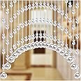 Crystal Beaded Curtain, 21 Strings Arched Door String Curtain for Doorway, Decorative Panel Room Partition Divider Blind for Home, Coffee House, Bedroom, Restaurant, Transparent