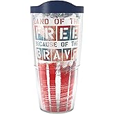 Tervis Home of the Free Because of the Brave Eagle Made in USA Double Walled Insulated Tumbler Travel Cup Keeps Drinks Cold & Hot, 24oz, Classic