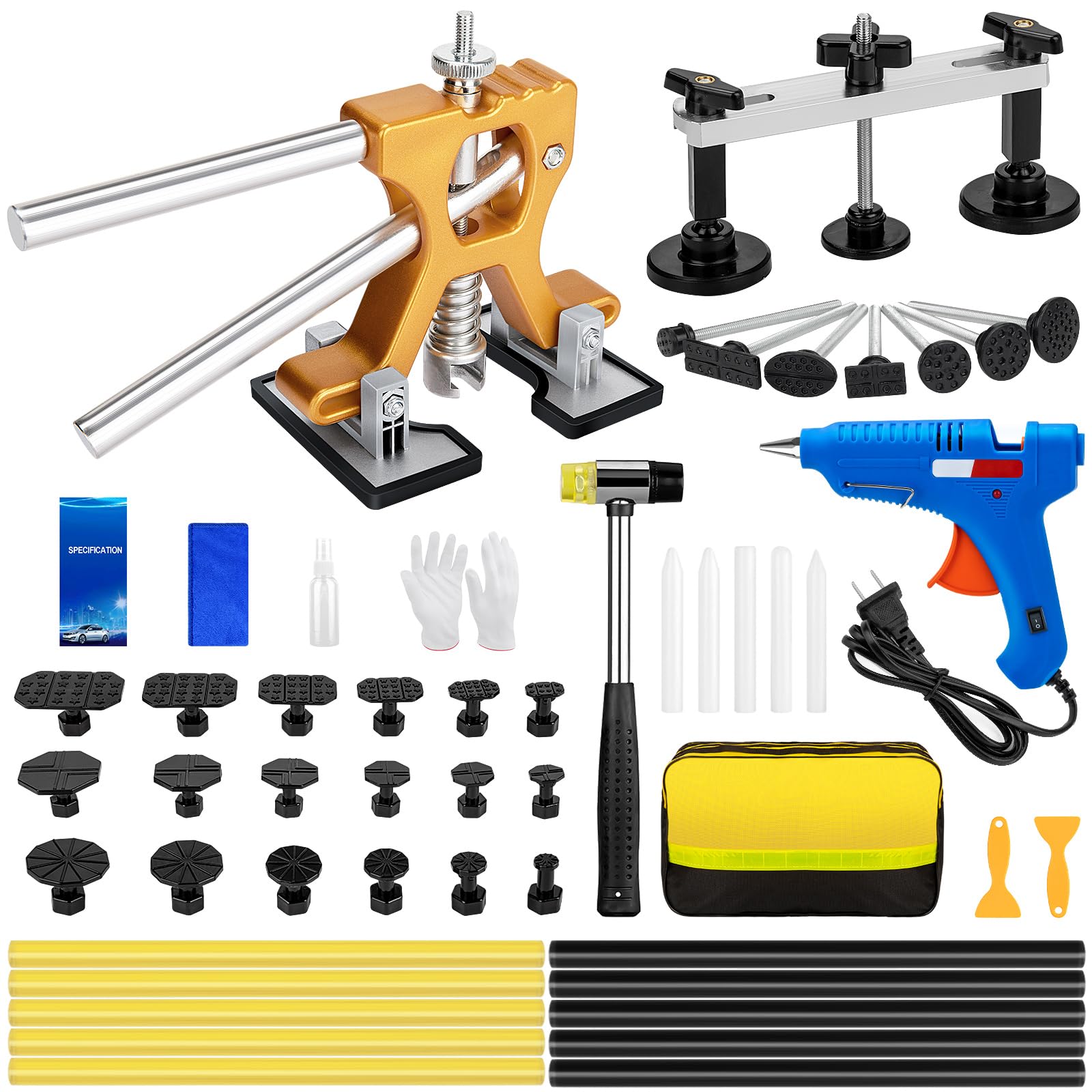 Photo 1 of 52Pcs Car Dent Puller Kit, Paintless Dent Removal Kit with Adjustable Dent Lifter & Bridge Puller, Dent Repair Kit for Auto Body Large & Small Dents, Dent Puller Tools for Car Hail Damage DIY Repair