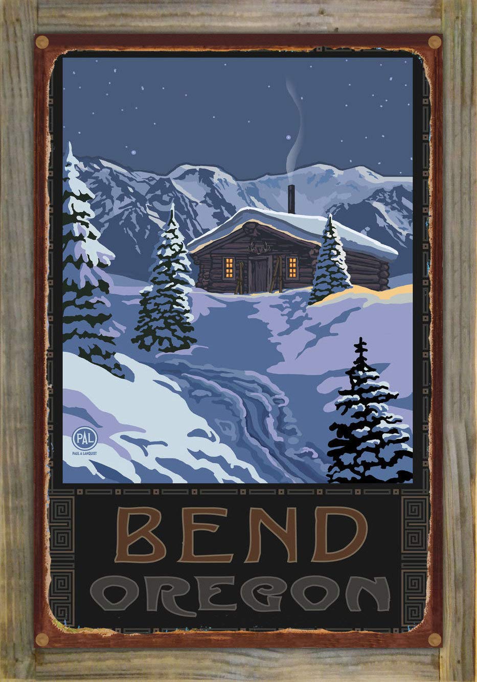 Amazon Com Northwest Art Mall Bend Oregon Winter Mountain Cabin