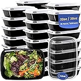 Eco Maicoco 38oz Meal Prep Containers 15 Pack, BPA Free Food Storage Containers with Lids Reusable Stackable, Microwave/Dishwasher/Freezer Safe To Go Food Containers