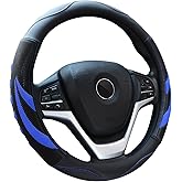Alusbell Microfiber Leather Steering Wheel Cover Breathable Auto Car Steering Wheel Cover for Men Large-Size with 15 1/2 inches-16 inches Outer Diameter Blue