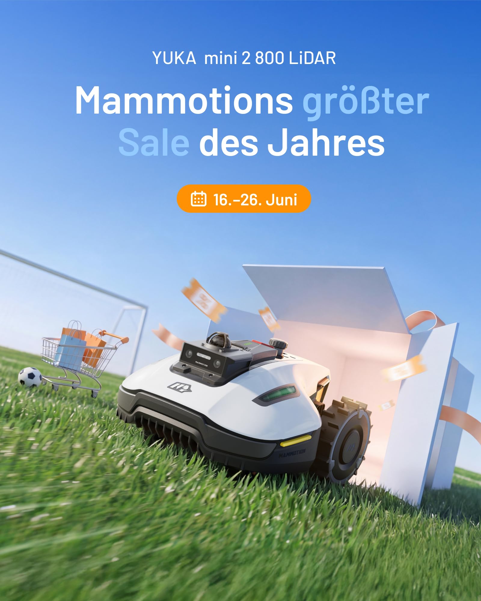 MAMMOTION YUKA mini 2 800 LiDAR Mähroboter ohne Begrenzungskabel für 800m², ohne RTK, 360°3D LiDAR+ KI-Vision,Große RWD für 45% Steigungen, Auto-Mapping,DropMow, 300+ Hinderniserkennung 2