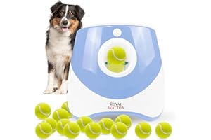 ROYAL WATTON Automatic Ball Launcher for Dogs with 10 Tennis Balls (2 inch), Dog Ball Launcher with 3 Range Modes (10/20/30ft), Rechargeable Dog Balls Thrower for Small-Medium Dogs,Indoor/Outdoor Pet Fetch Machine