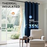 Joydeco Blackout Curtains 95 Inch Navy 2 Panel Thermal Insulated W52 x L95 view 4