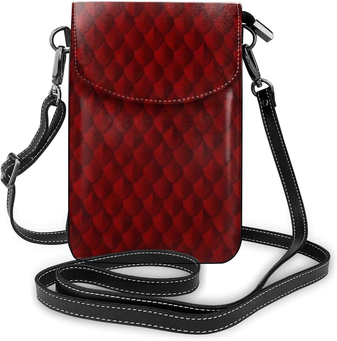 Multi-Functional Leather Phone Purse, Lightweight Small Shoulder Crossbody Pouch Travel Bag With Adjustable Strap For Women - Dragon scale armor blood red