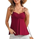 DYLH Babydoll Tops for Women Cute Sleeveless Peplum Tops for Women Ruffled V Neck Going Out Shirts