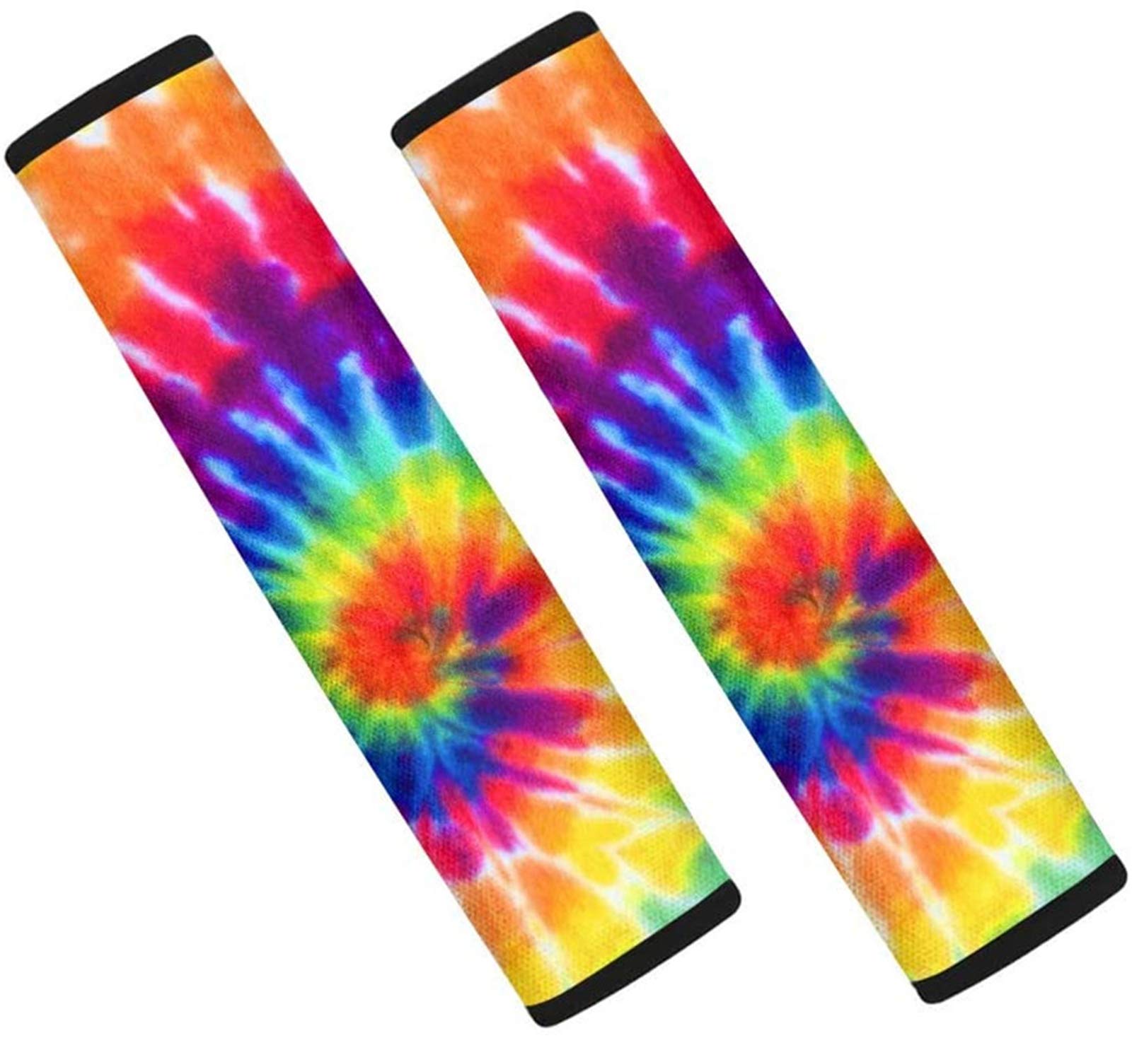 SEANATIVE Baby Children Car Seat Belt Cover,Durable Soft Universal Fit Shoulder Strap Cushion for Most Car Rainbaw Tie Dye Design