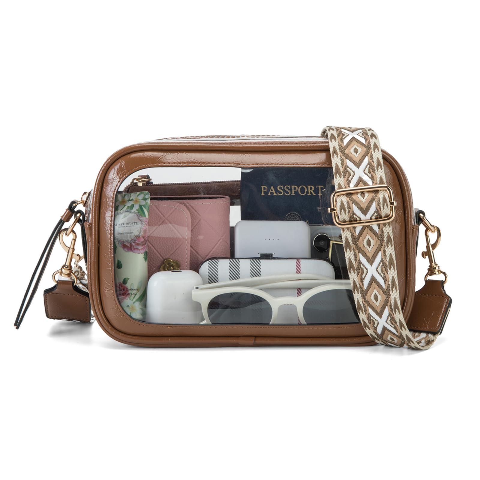 Photo 1 of Wuflyover Clear Purse for Women, Clear Bag for Stadium Events,(Medium brown)