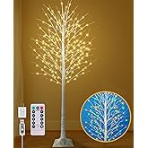 8FT Lighted Birch Tree, Birch Tree with 210 LED Lights, 8 Flash Modes and Timer, Light Up Twig Christmas Tree for Indoor Outdoor Home Party Garden Wedding Decorations (Warm White & Multicolor)