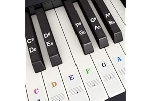 Fansjoy Piano Keyboard Stickers for 88/61/54/49/37 Keys, Colorful Large Bold Letter Piano Key Stickers, Transparent & Removable Piano Keyboard Note Stickers Labels for Kids Beginners Learning Piano