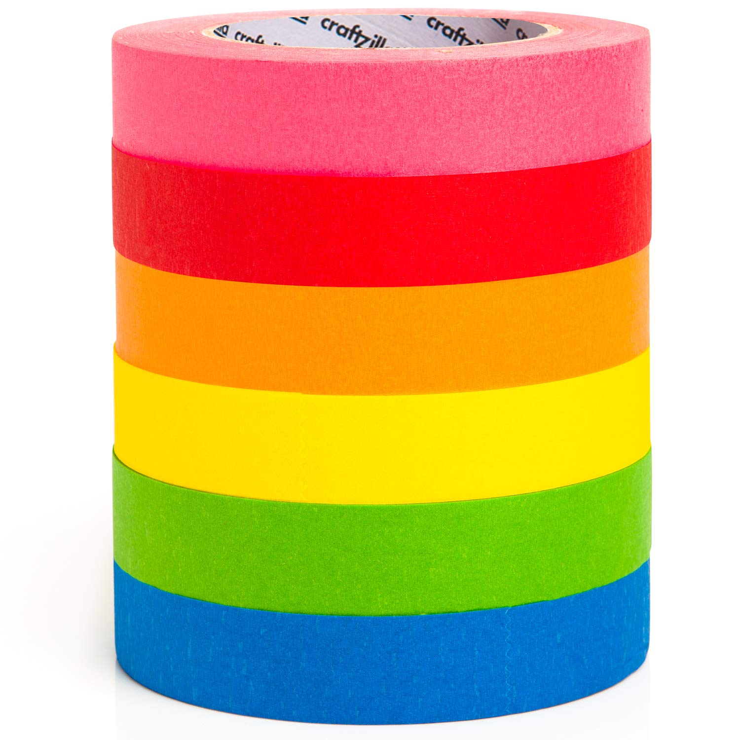 Craftzilla Colored Masking Tape - 6 Pack of 60 Yards x 1 inch Rainbow Color Craft Paper Tape - Colorful Teacher Tape for Art Lab Labeling & Classroom Decorations: Industrial & Scientific