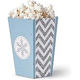 Big Dot of Happiness Winter Wonderland - Snowflake Holiday Party and Winter Wedding Popcorn Treat Boxes - Set of 12