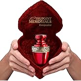Trupoint Memorials Small Urns for Human Ashes Keepsake, Decorative Mini Cremation Urn for Adult Men and Women, Small Grecian Red with Velvet Heart Box