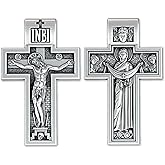 925 Sterling Silver Orthodox Cross Necklace - Double-Sided Large Eastern Greek Cross Pendant with Jesus Christ Crucifix & Virgin Mary - Christian Religious Jewelry for Men Women - Handmade
