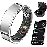 AMOVAN Smart Ring for Women Men, Fitness Tracker Ring with Body Temperature, Heart Rate, Blood Oxygen, Sleep Monitor, Calories, No Subscription Fee, IP68 Waterproof for iPhone & Android (Silver, #8)